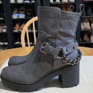 Nine West Dark Gray Combat Boots